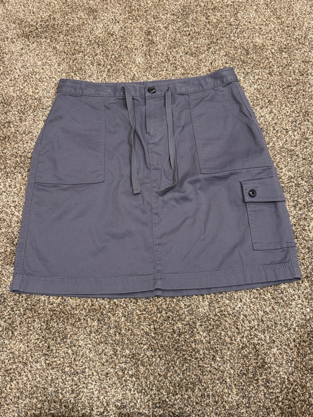 L.L. Bean Gray / Blue Pocket Detail Cargo Skirt Drawstring Favorite Fit size 8P